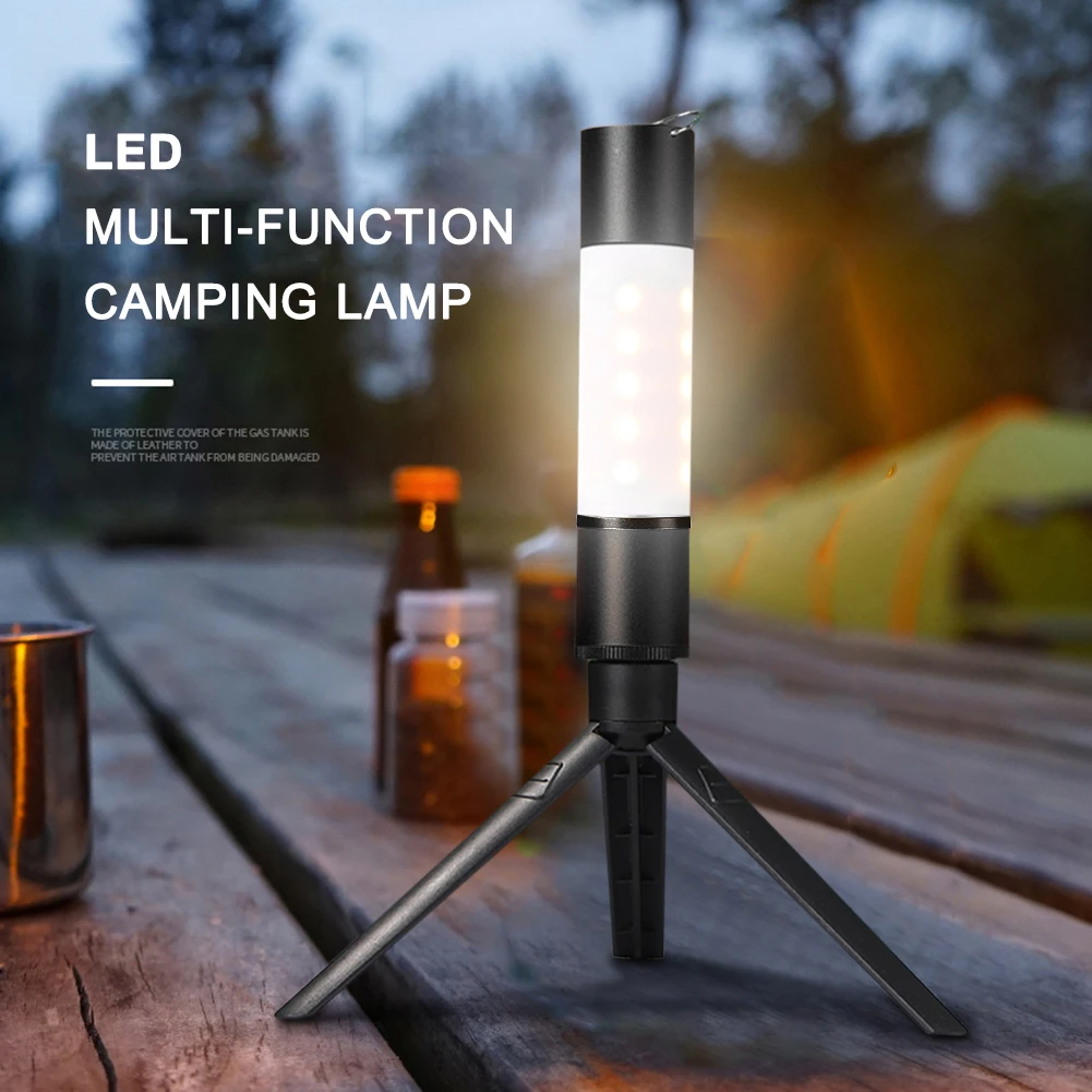 

Outdoor Powerful Flashlight Telescopic Rechargeable Torch Table Lamp with Tripod Nuts Retractable 2600mAh for Camping Hiking