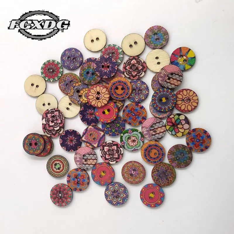 

100pcs/lot 15/20mm Round Vintage Wooden Buttons for Clothing DIY Sewing Material Sewing Accessories Buttons Scrapbooking Buttons