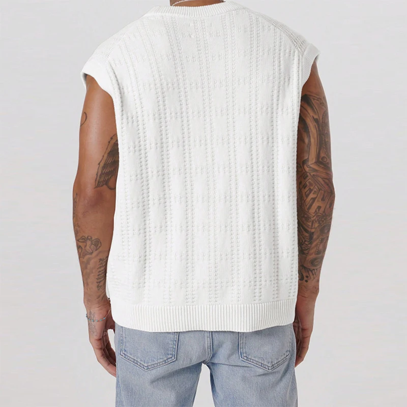 Мужской Свободный жилет без рукавов на пуговицах с V-образным вырезом