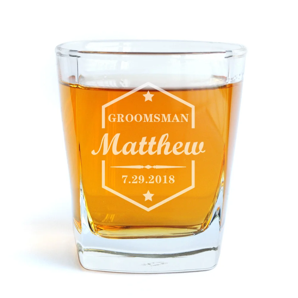 Personalized Whiskey Glasses Gift for Groomsmen Custom Name Whiskey Glass for Groom Groomsman Gifts Idea Gift for Best Man
