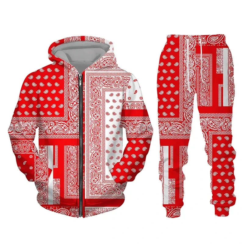 

African Danshiki Style 3d Print Men's Zipper Tracksuit Set Casual Hoodie+Pants 2pcs Sets Oversized Sweatsuit Fashion Men Clothes