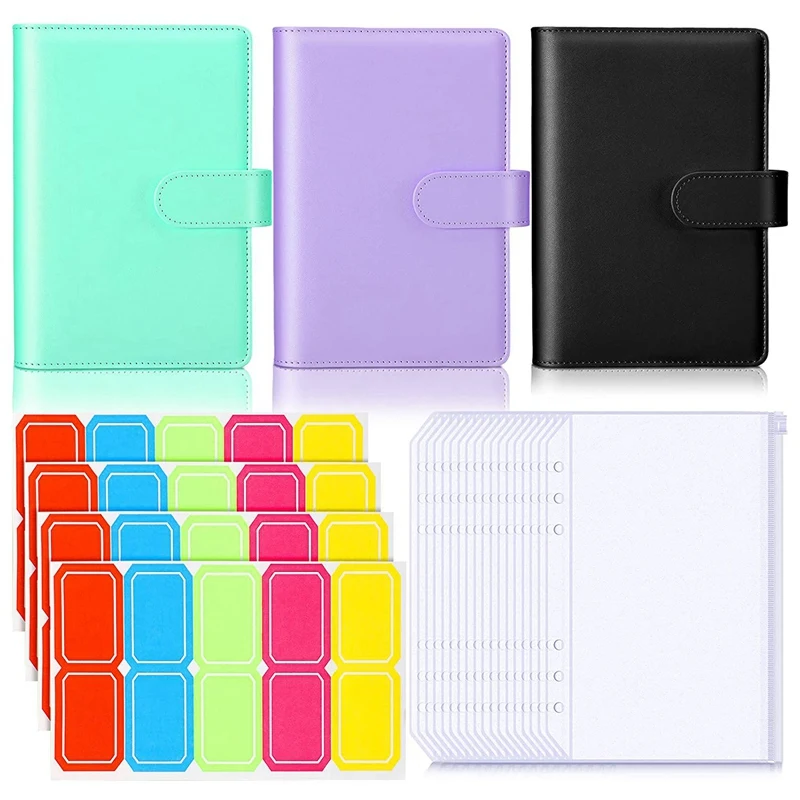 

A6 Binder Pocket Loose Leaf Bag,A6 PU Notebook Binder Personal Planner Binder Cover For A6 Filler Paper With Label