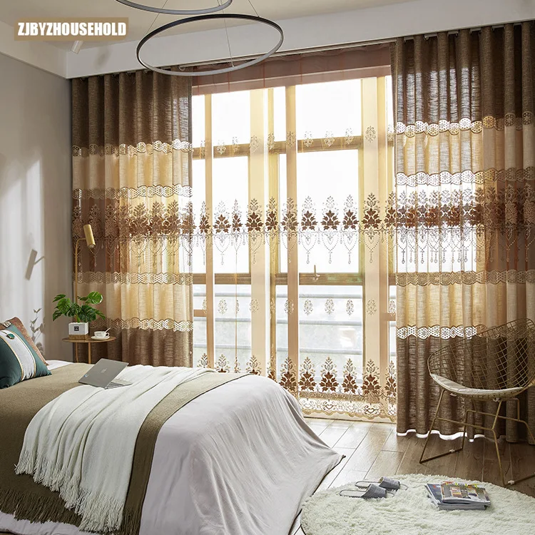 

European Style Joint Embroidery Shade Curtains for Living Dining Room Bedroom.