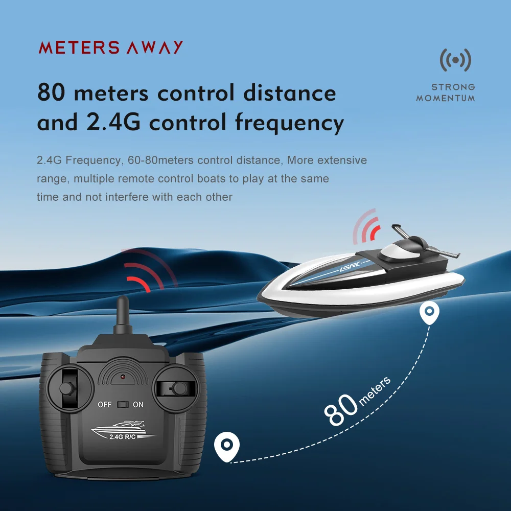 2 4G LSRC-B8 RC высокоскоростная гоночная лодка Водонепроницаемая перезаряжаемая