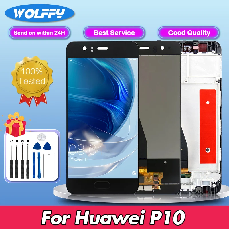 AMOLED 100% Оригинальный ЖК-дисплей для Huawei P10, зеркальная фотография, зеркальный сенсорный экран с рамкой и дигитайзером в сборе AMOLED 100% Оригинальный ЖК-дисплей для Huawei P10, зеркальная фотография, зеркальный сенсорный экран с рамкой и дигитайзером в сборе