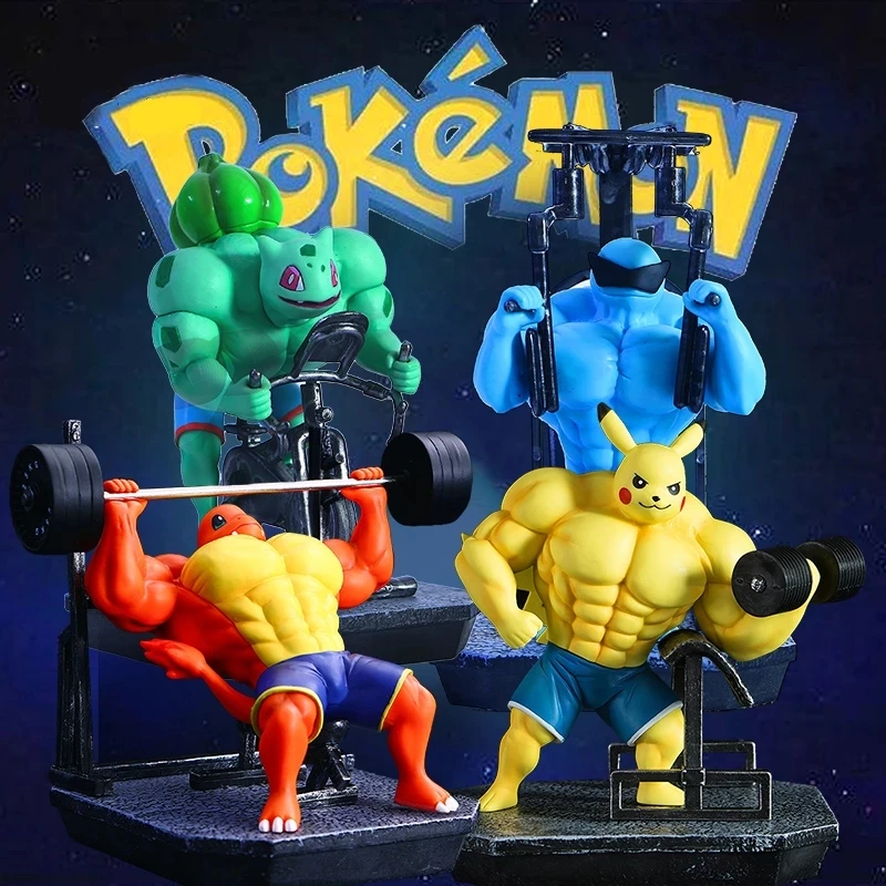 

Pokemon Muscle Pikachu Squirtle Charmander Bulbasaur Anime Figure Cosplay Muscle Man Pvc Model Collection Bodybuilding Toys Gift