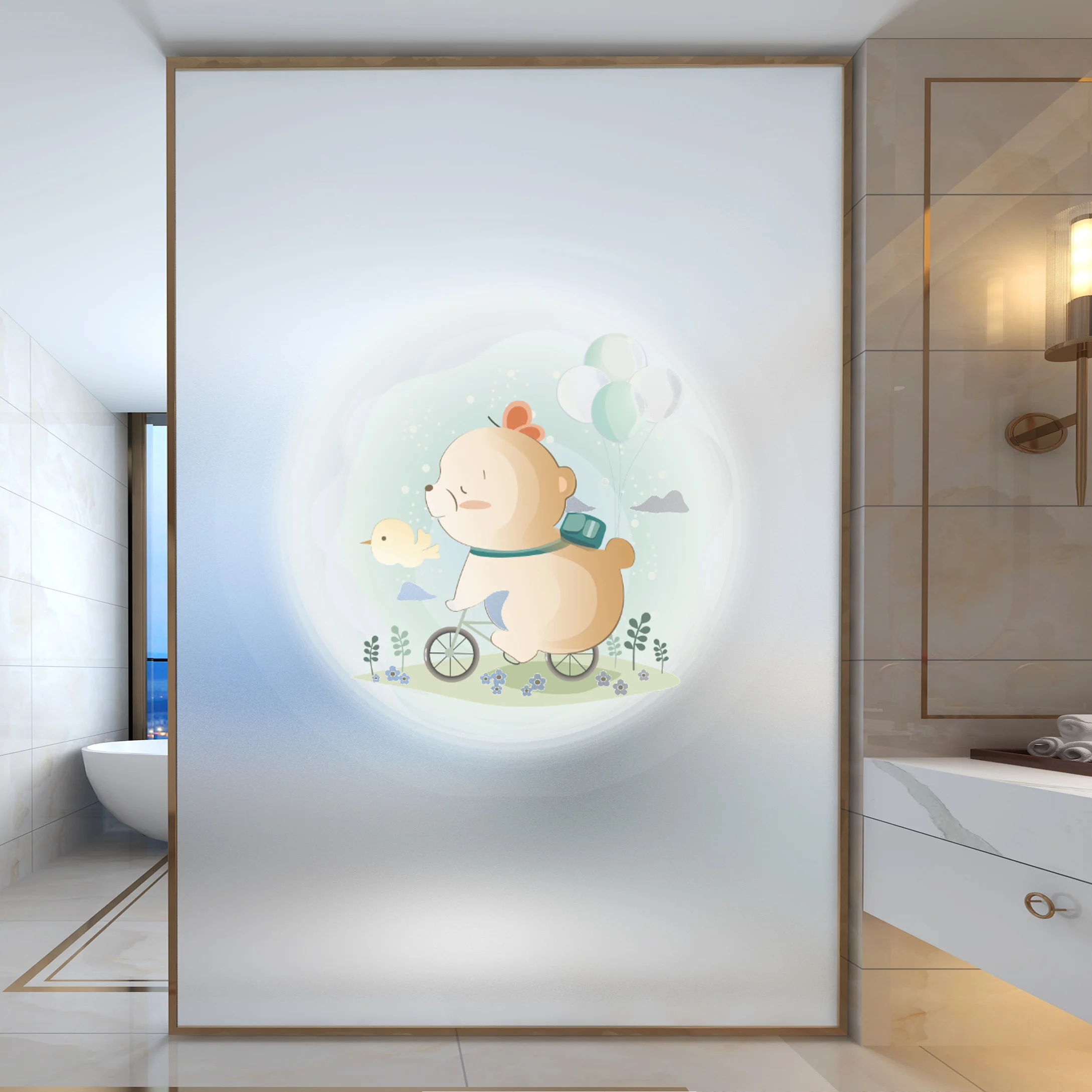 Мультяшные персонализированные стеклянные наклейки для ванной комнаты