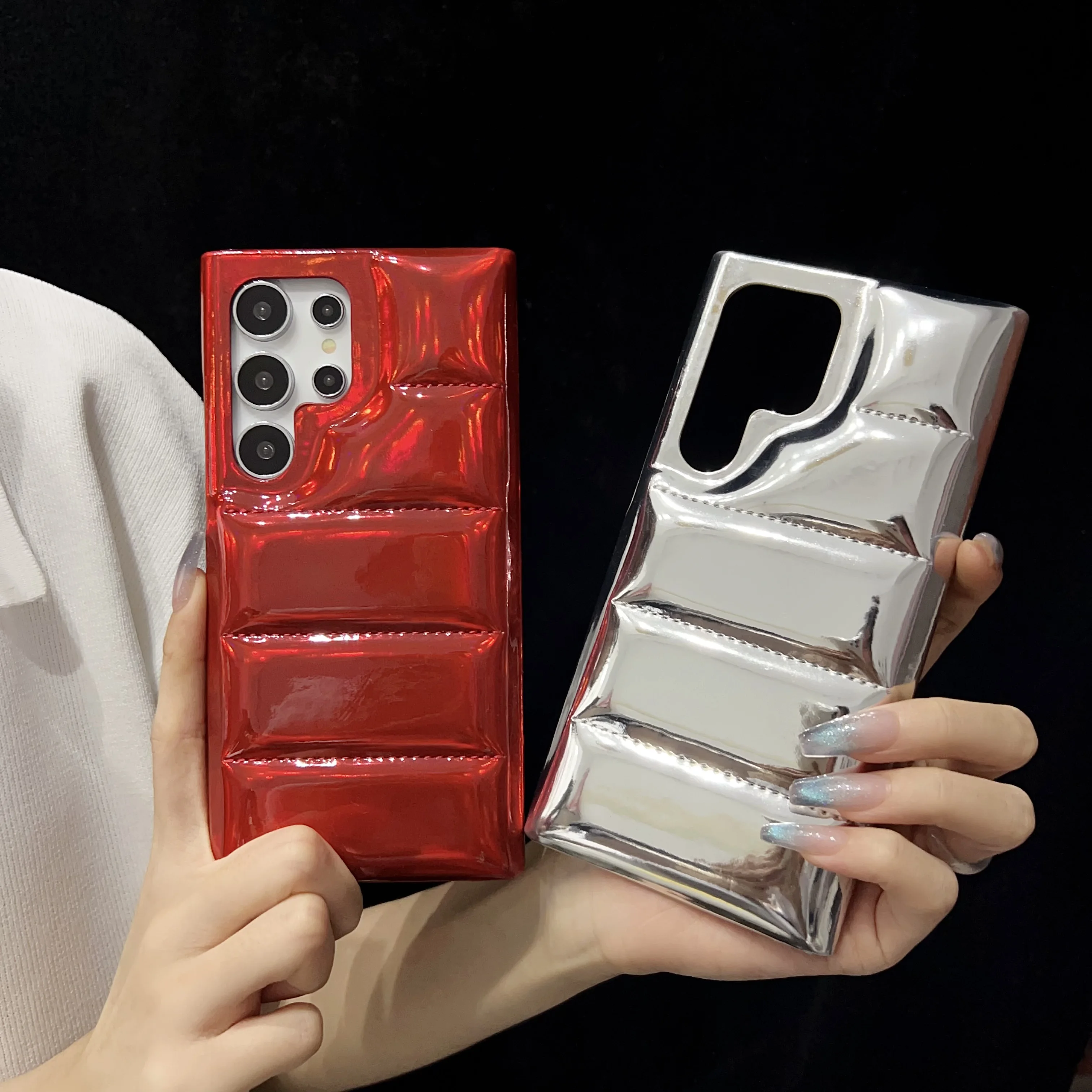 Роскошный глянцевый чехол для телефона с пуховиком Samsung Galaxy S24 Ultra S23 мягкий