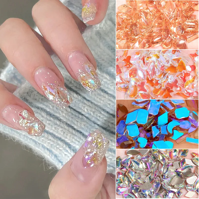 

1 пакет, детали для ногтей Aurora, 3D драгоценные камни, фотообои в форме ногтей, стразы, смешанные кристаллы, аксессуары для дизайна ногтей