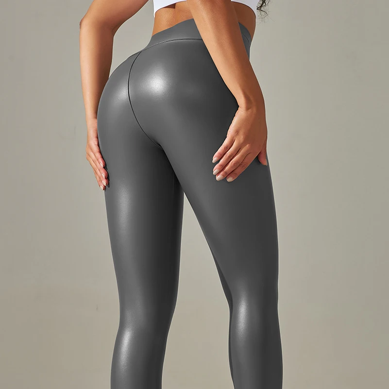 

Женские штаны для йоги, спортивная одежда, Эластичные Обтягивающие Леггинсы для фитнеса, бесшовные спортивные леггинсы из искусственной кожи