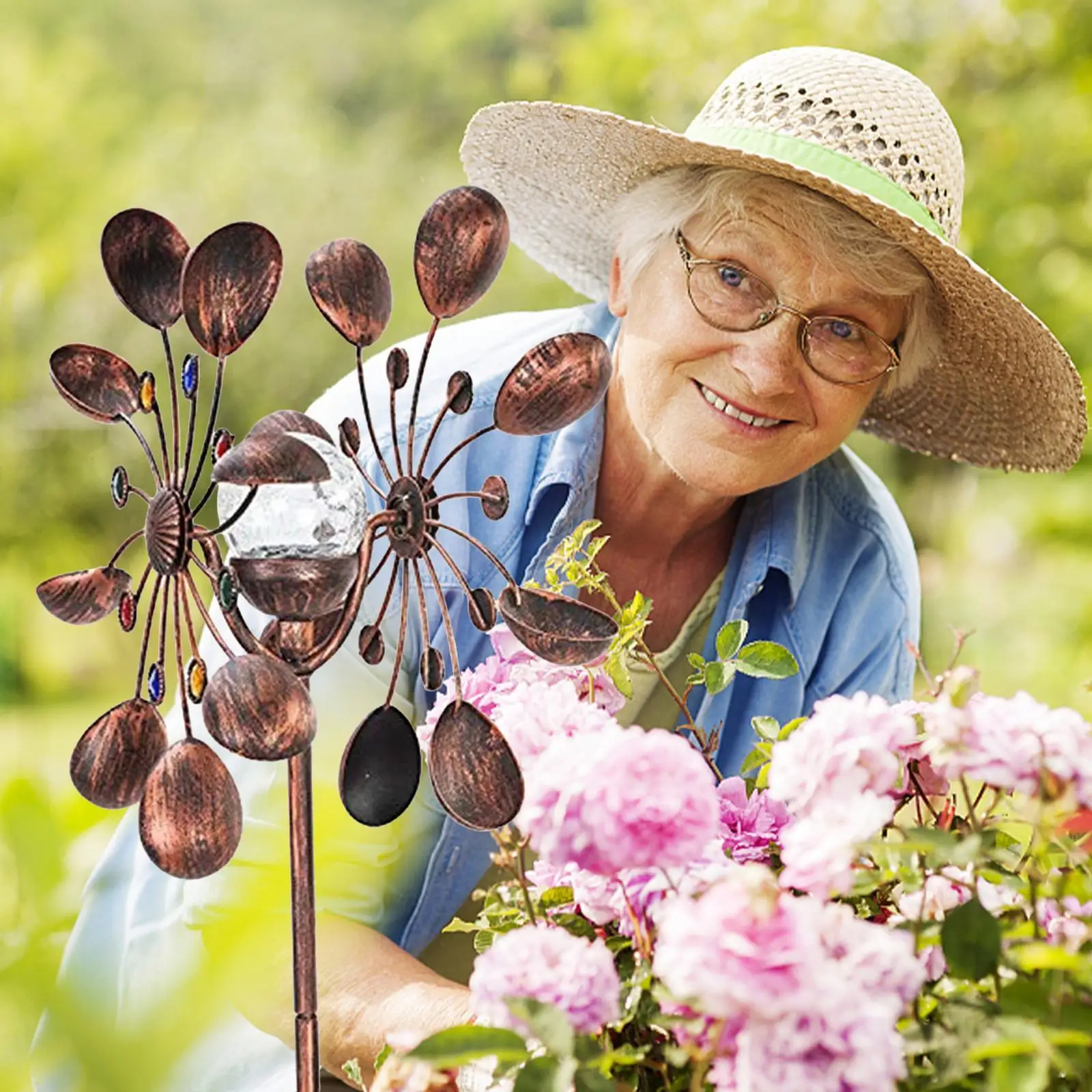 

Solar Wind Spinner Runner Multi-color Led Lighting Solar Glass Ball With Powered Wind Turntable 2-way For Courtyard Lawn Ga M9f1