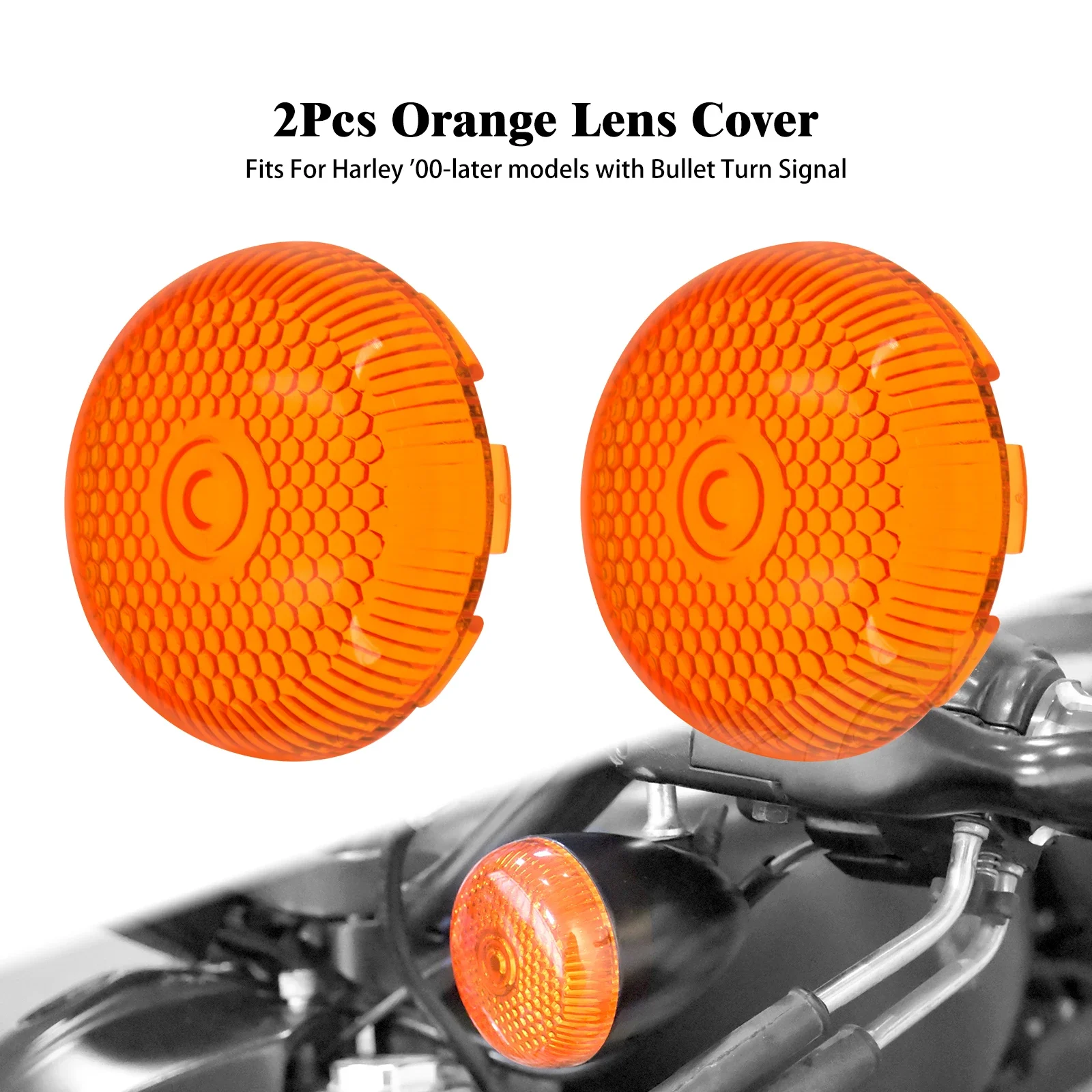 

2x мотоциклетный красный оранжевый указатель поворота, крышка объектива в стиле пули для Harley Softail FLSTF FLST Breakout Dyna Sportster Touring