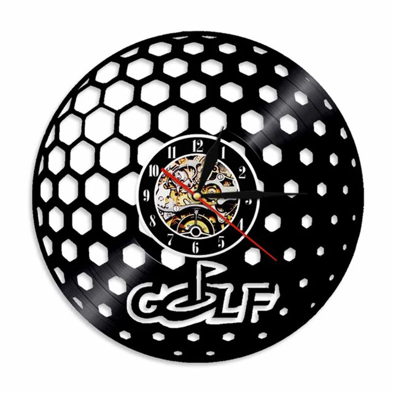 Silhouette Silent Quartz Wall Clock Golf Club Sign Sports Artwork Home Decor Laser Cut Music Album Vinyl Record Clock