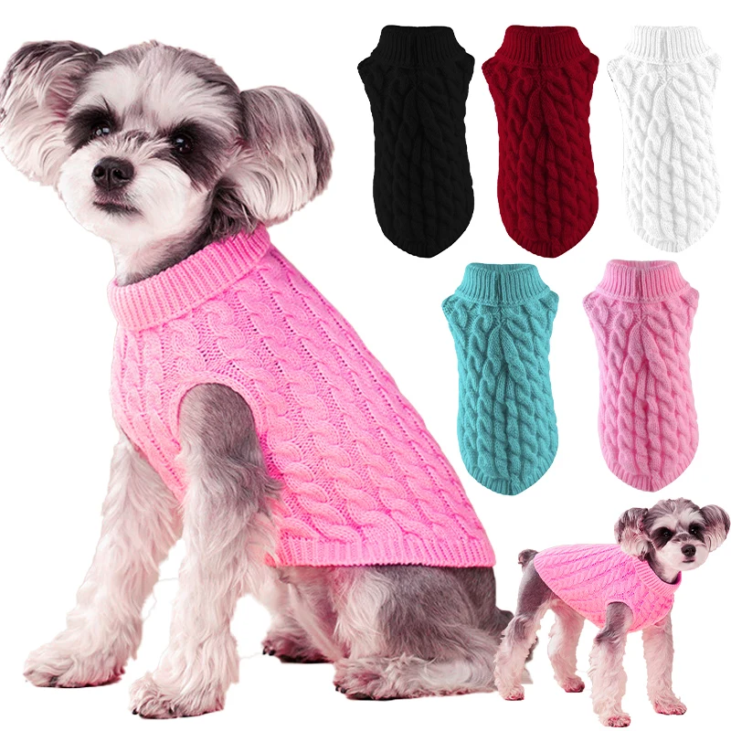 

Knitt Dog Sweater for Small Dogs Puppy Clothes Winter Warm Turtleneck Schnauzer Chihuahua Pug Costume Pet Clothing Ropa De Perro