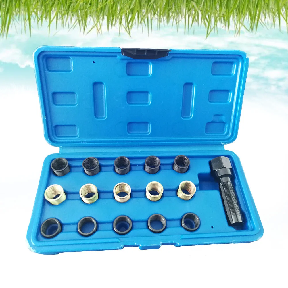 

16pcs 14mm Spark Plug Rethread Kit Reamer Tap Thread Repair M14x1.25 Cylinder Head Helicoil