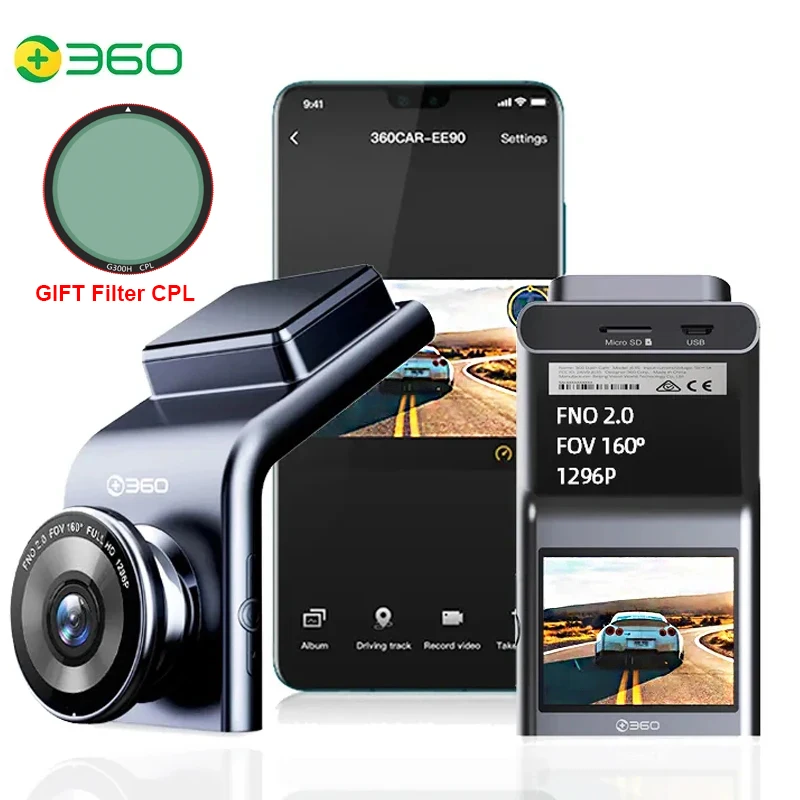 

Видеорегистратор G300H, 360 дюйма, 2K 1296P, GPS, Wi-Fi