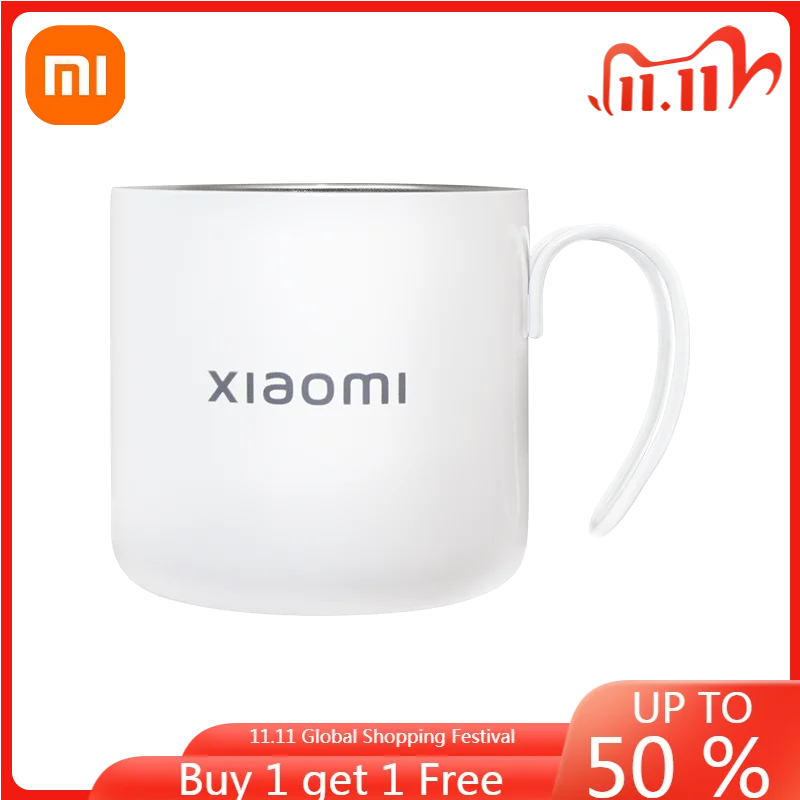 

Xiaomi Mijia Stainless Steel Mugs Cups 400ml White Reusable Tea Iced Coffe Cup Hot Cold Usages Travel Hiking Insulation Cup