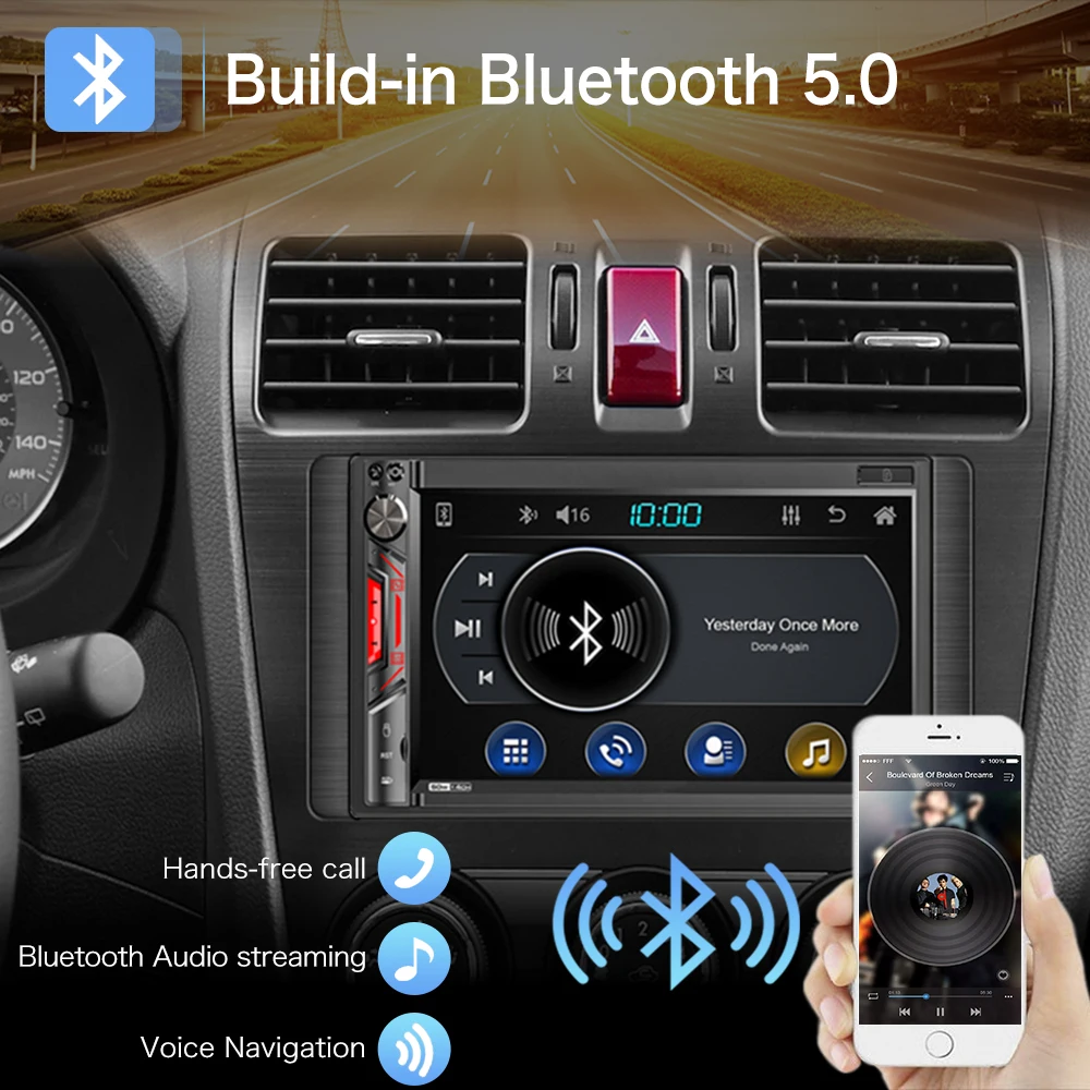 $64.65 AKAMATE 2Din Car Radio MP3 MP5 Player Bluetooth FM Radio Touch Screen IPS Screen Head Unit  Support Rear Camera For 2din Car