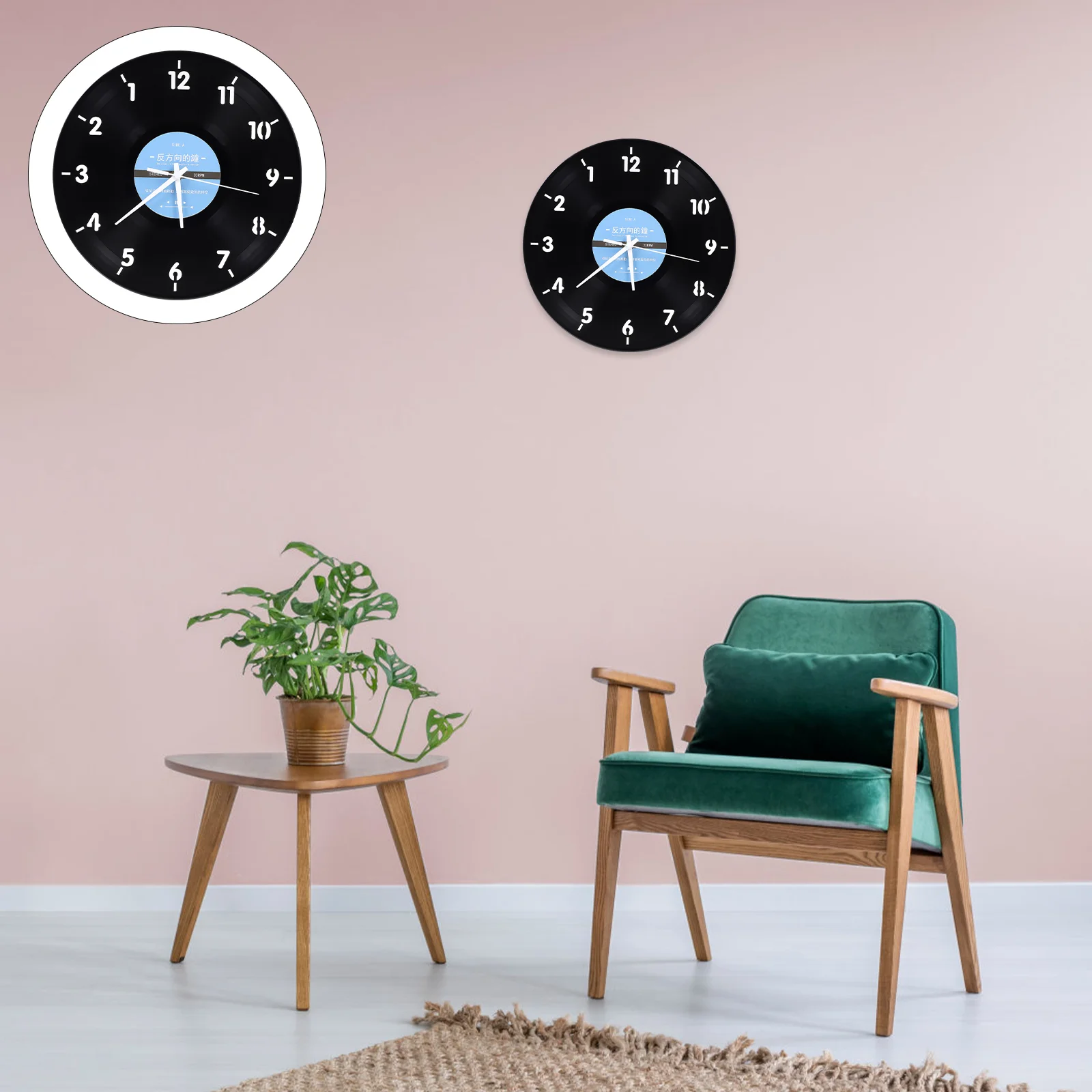 

Silent Clock Wall Reverse-turning Record Decor Vinyl Records Designed