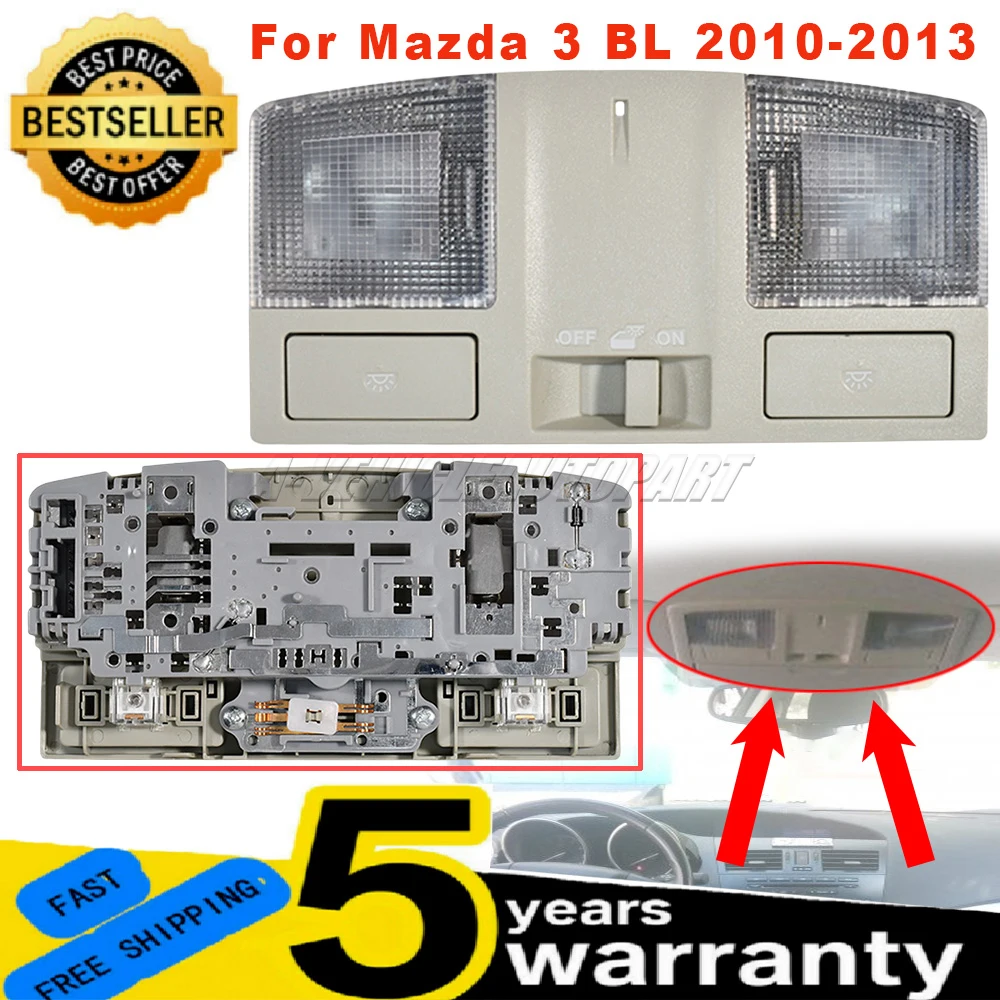 

1 шт. новый внутренний светильник на крыше, 12 В, лампы для чтения в сборе, автомобильные аксессуары, передний потолочный светильник для Mazda 3 BL 2010 2011 2012 2013