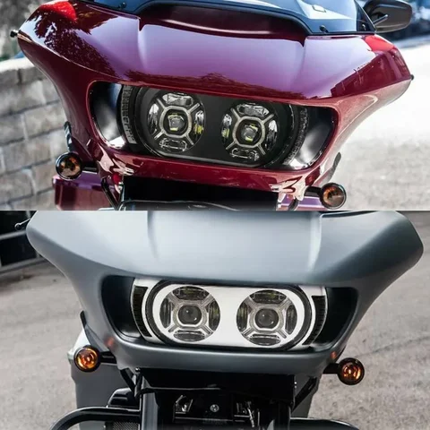 Для Road Glide 2015 2016 2017 2018 2019 2020 Замена мотоциклетных фар Черный 2021 двойная светодиодная фара 124 Вт