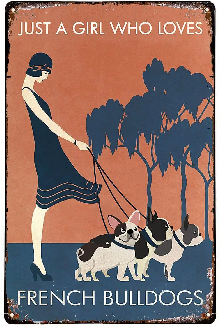 

Интересный способ праздновать прогулку с собакой любовь Французский бульдог жестяной знак бар деревенский домашний декор винтажный метал...