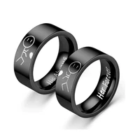 hot sale stainless steel jewelry for women his always her forever ring hip hop style matchstick men couple rings