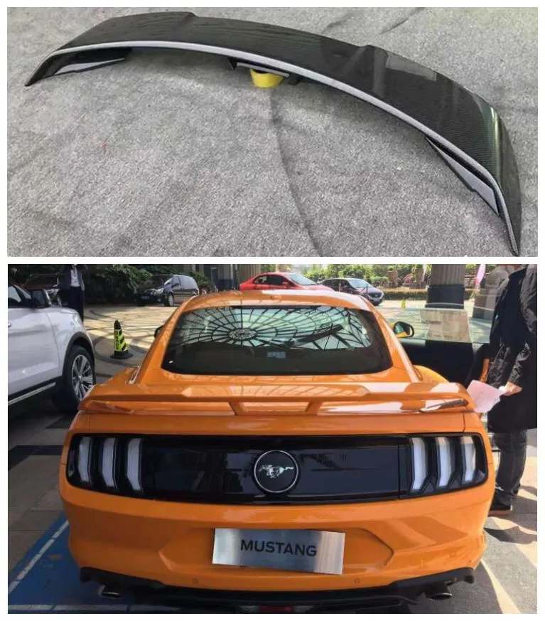 

High Quality ABS Primer & Carbon Fiber Rear Trunk Lip Spoiler Splitter For Ford Mustang 2015-2022 GT Style