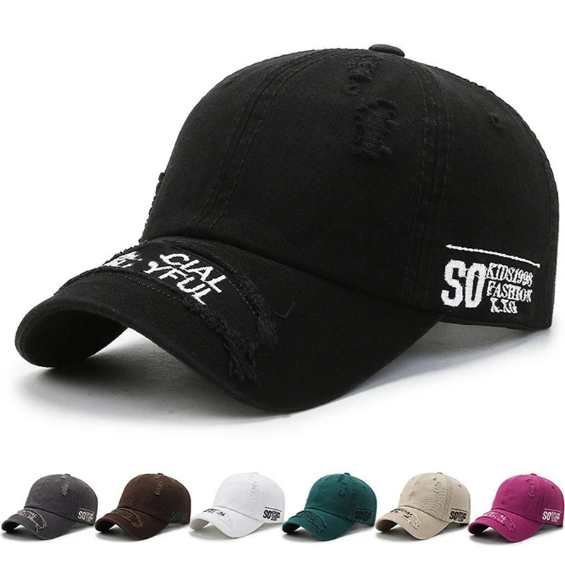 

Letter Washed Cotton Baseball Caps Outdoor Travel Visor Cap Embroidered Snapback Caps Hip Hop Dad Hat Trucker Hats