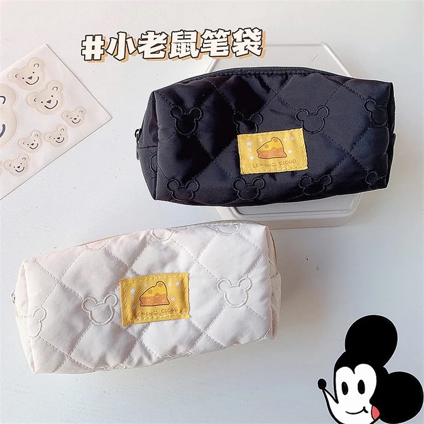 

Korea Cheese Large Capacity Pencil Case Girls Cotton Cosmetic Bag Toiletry Storage Pouch Travel Makeup Organizer Student Pen Box