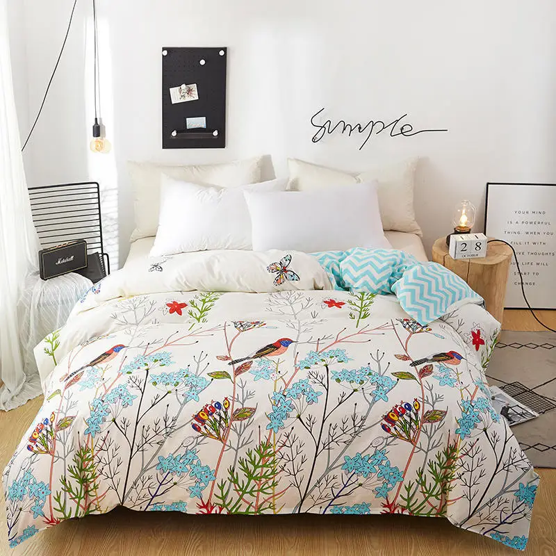 

2022 пододеяльник с Цветочным Рисунком Птиц, пододеяльник на молнии, хлопковый пододеяльник, мягкое одеяло, чехол, двойной полный Королевский...