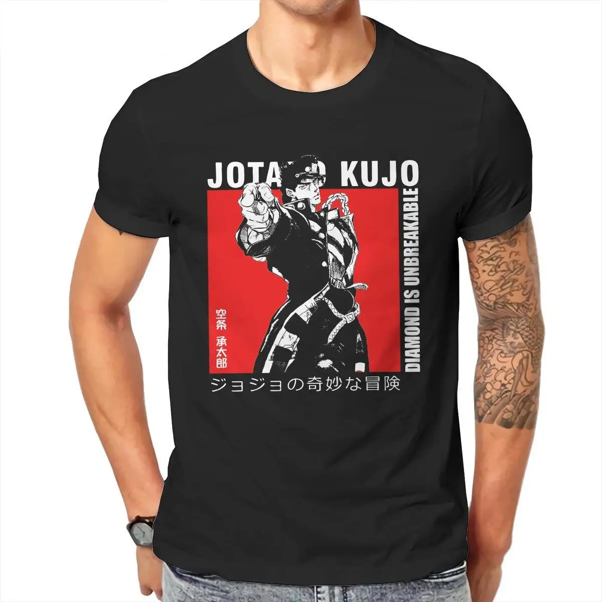 Jotaro Kujo Manga  Men's T Shirt Jojos Bizarre Adventure Anime Awesome Tee Shirt T-Shirts 100% Cotton 4XL 5XL Clothes