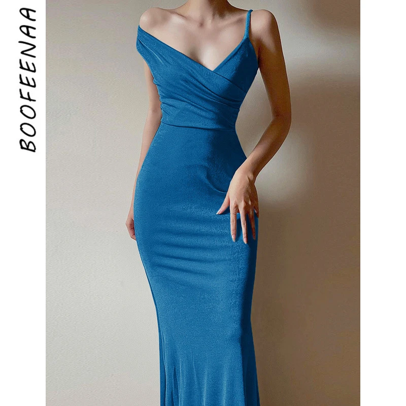

BOOFEENAA Sexy Elegant Evening Party Long Dresses Womens New Arrival 2022 Fashion Asymmetrical Bodycon Dress C69-CG32