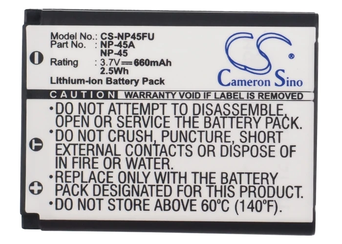 

Cameron Sino Camera Replacement Li-ion Battery 660mAh For NP-45 Voigtlnder FinePix J10, Finepix Free Tools