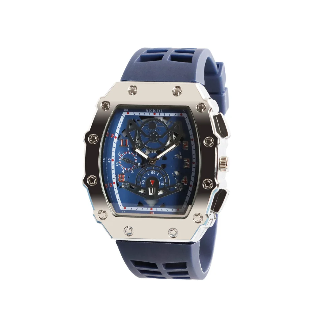 Personalized Fashion Wine Barrel Watch Men's Sports Versatile Watch Hollowed Out Calendar Luminous Quartz Watch Jtx3