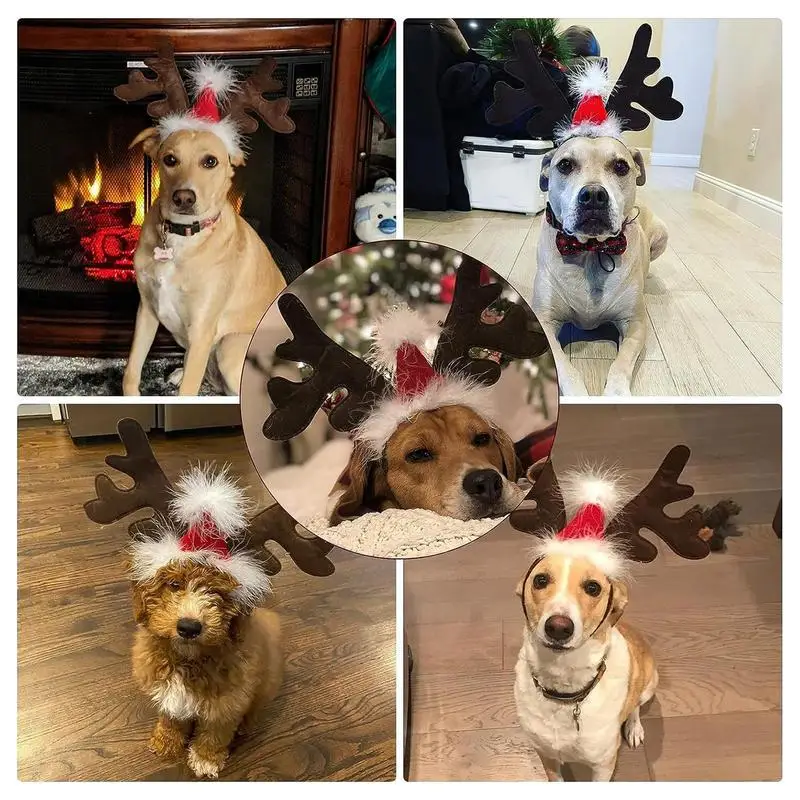 Рождественская повязка на голову для домашних животных головной убор с рогами