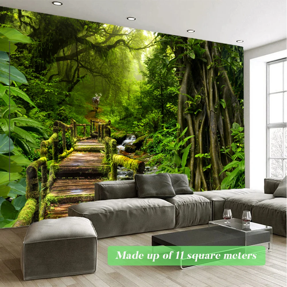 

Green Forest Wallpaper For Living Room Bedroom Background Wall Decoration Mural Large Size DIY Custom Any Size Wallpapers Home