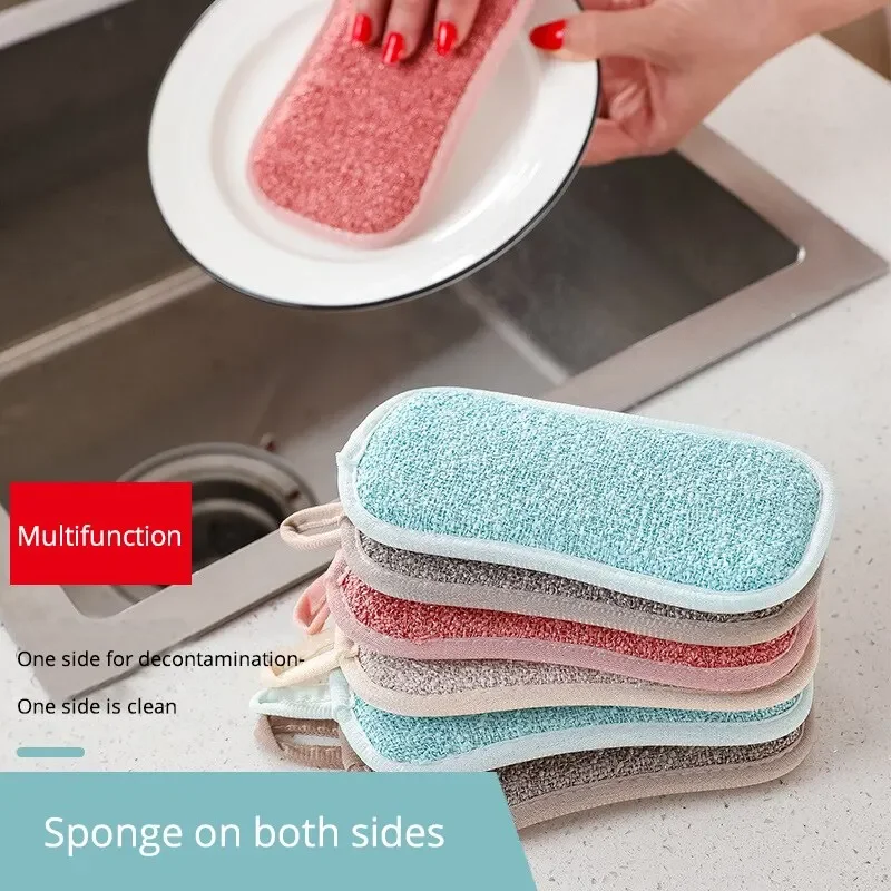 

Cleaning Supplies 5Pcs Super Absorbent Microfiber Double Sided Scrub Sponge for Dishwashing Kitchen Bathroom Clean Cloth Eraser