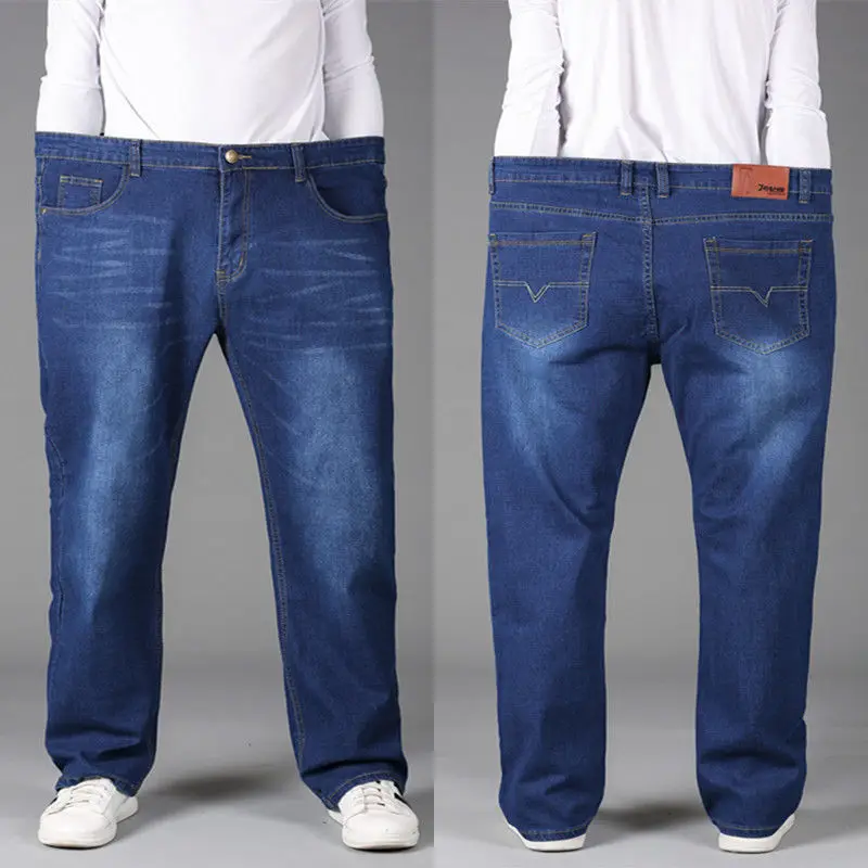 Summer Thin Extra Large Jeans for Men Jeans Loose Straight High Waist Stretch Baggy Jeans Fat Man Trousers Plus Size Mens Pants
