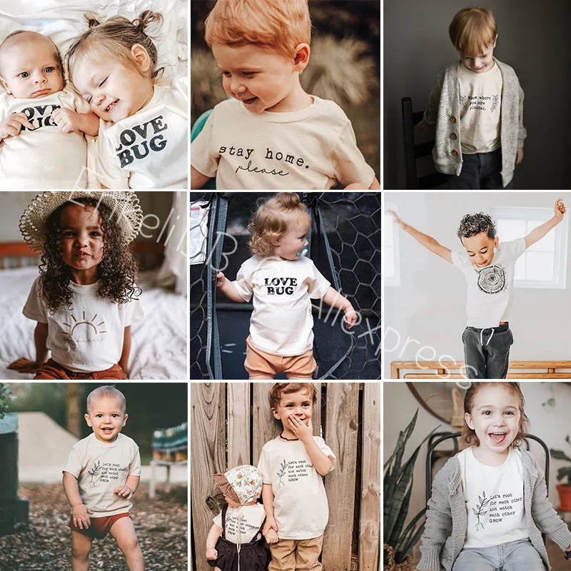 

Child Summer White T-shirt With Letters Print Brand Design Children Unisex Short Sleeve Cotton Tshirts Toddler Wholesale Clothes