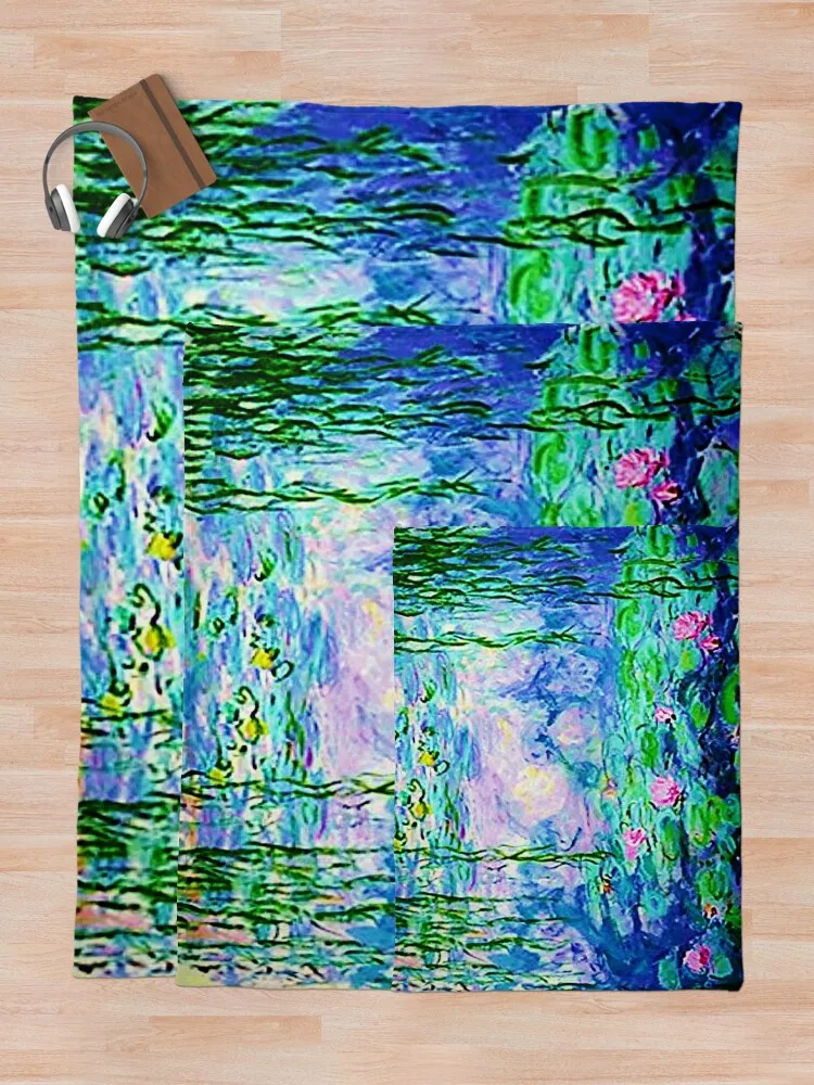 Claude Monet Pink Water Lilies - Les Nymph Xouth Roses Плед Волосы Роскошные дизайнерские одеяла