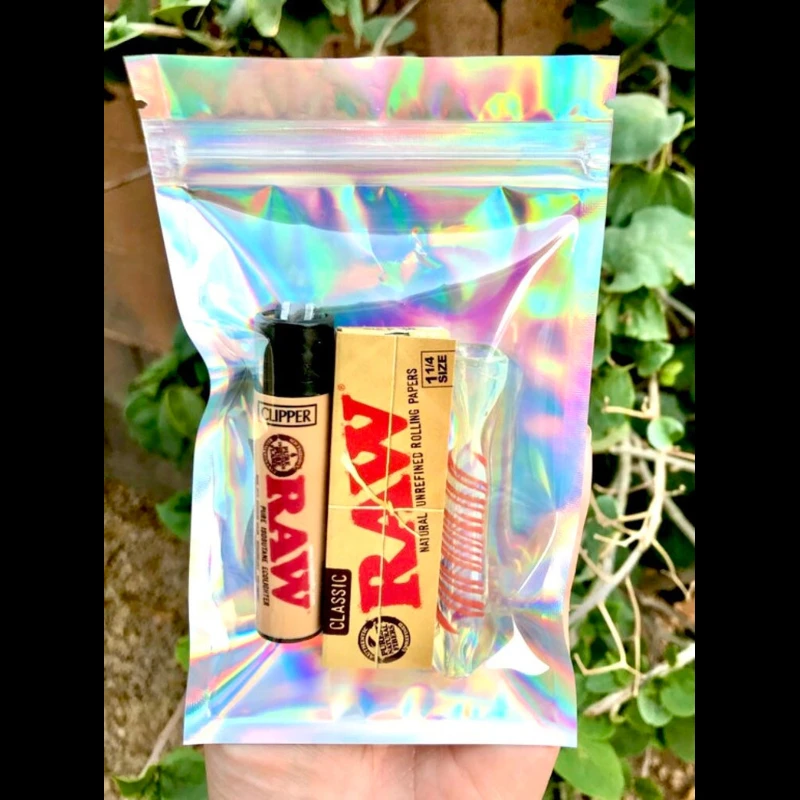 

Holographic Resealable Bags-4 x 6" Foil Pouch Ziplock Bags for Cigar Candy