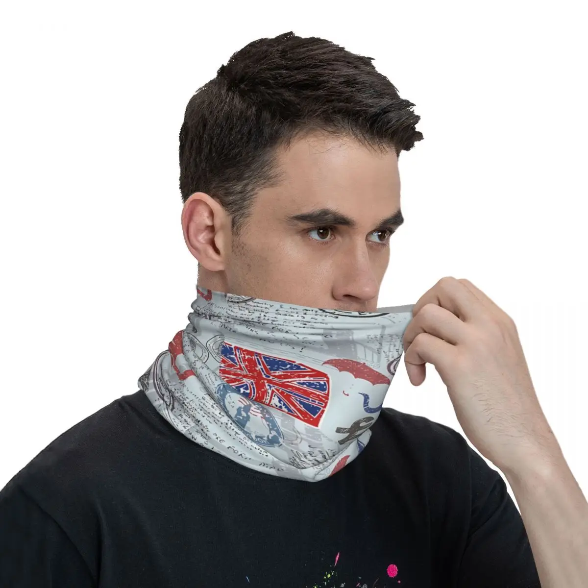 Шейный платок в английском ретро-стиле красно-синий цвет шейный маска для лица из