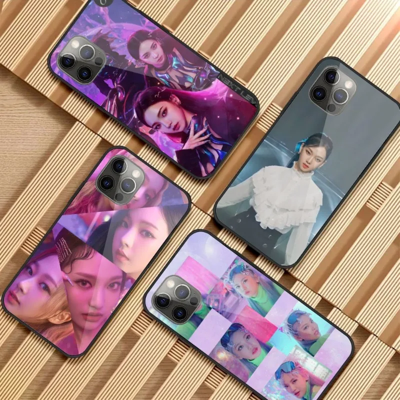 

Aespa Phone Case For IPhone 14 13 12 11 XS X 8 7 6 Plus Mini Pro Max SE 2022 Black PC TPU Glass Phone Cover