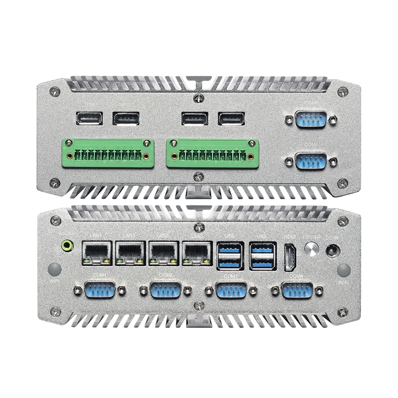 Безвентиляторный промышленный компьютер Mini PC i5-10210U 4x Intel i211AT GbE Поддержка POE 6x COM 8X USB GPIO LVDS 4G SIM WiFi Win11/10 Linux