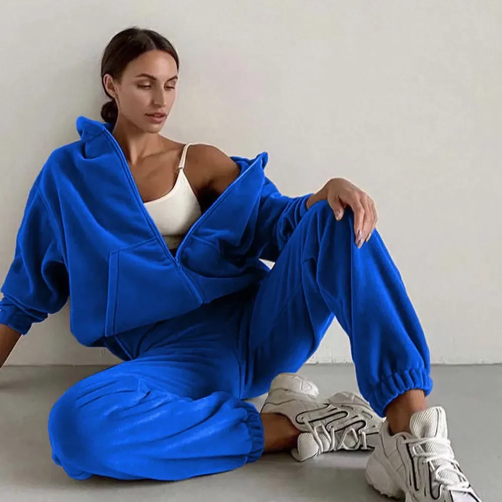 

Spring 2023 Women's Brand Velvet Fabric Tracksuits Velour Hoody Track Suit Hoodies and Pants Sportswear Two Pieces Set