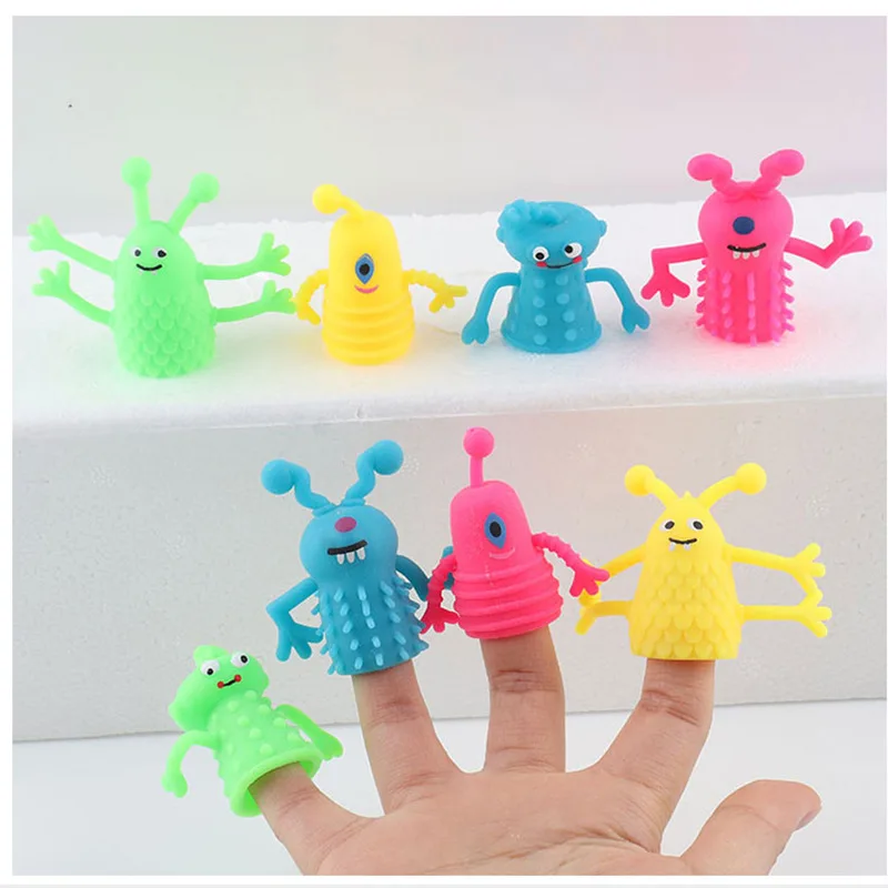 

4Pcs/Set Novelty TPR Plastic Cute Expression Hand Puppets Children Kids Finger Puppets Toy Parents Storytelling Props Xmas