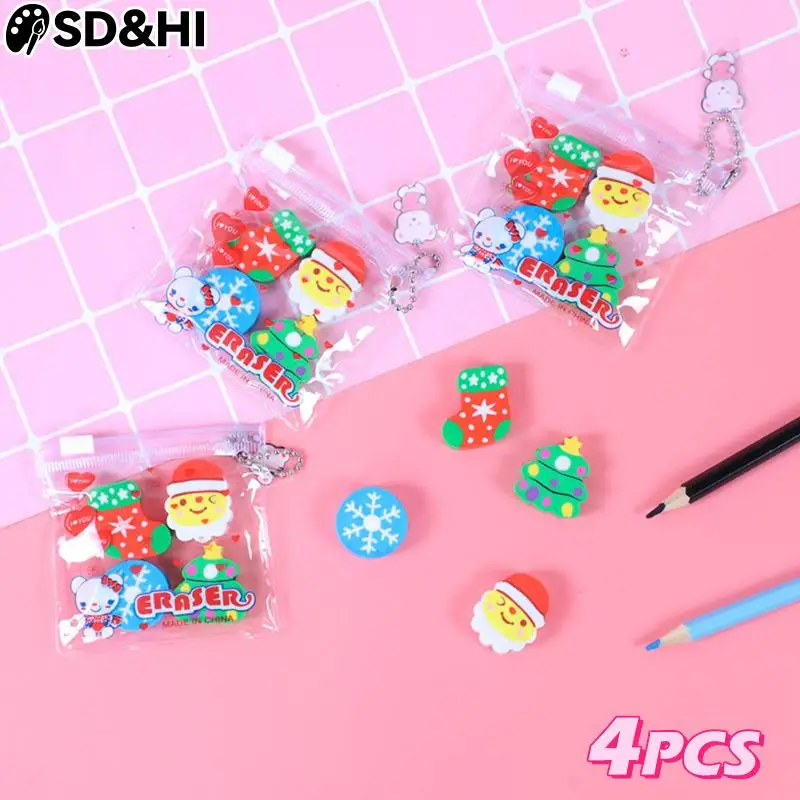 

Christmas Erasers Santa Claus Mini Rubber Eraser Kawaii Stationery School Office Correction Supplies Kid Gifts Novelty Erasers