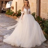 jeheth bohemian spaghetti straps princess tulle wedding dress lace applique backless off shoulder bridal gown vestidos de novia