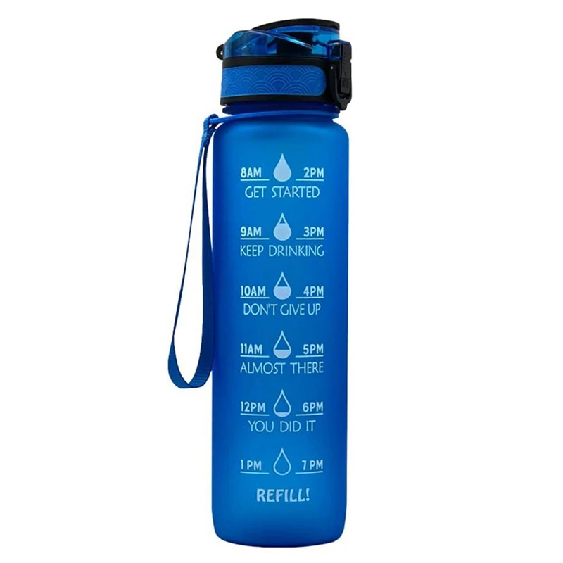 

33Oz Water Bottle With Time Stamp Water Bottle, Leak-Proof Flip Cap Detachable Straw Suitable For Exercise